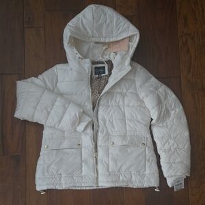 Jessica Simpson Cream Hooded Puffer Jacket